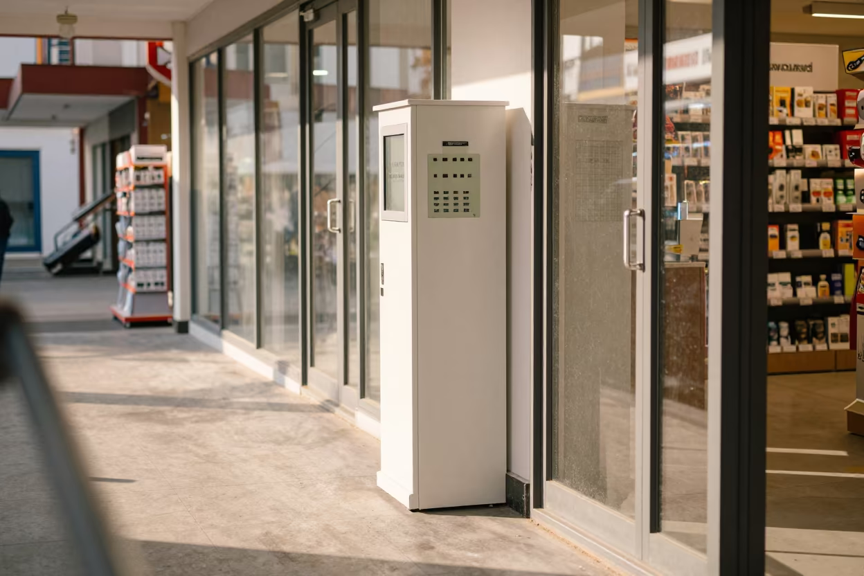 Thimphu Retail Fuse Tray in Winter Afternoon Light in inside a fitting room corridor near Thimphu