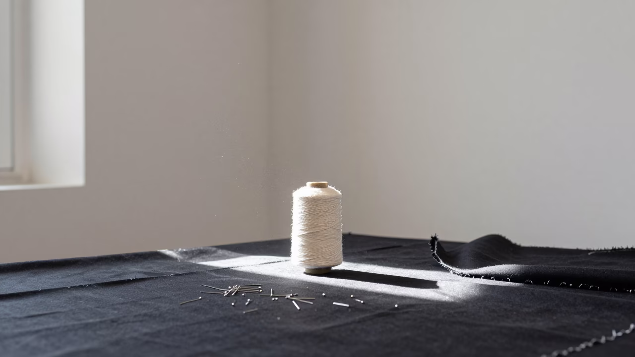 Thread Pins Hems Atelier Corner Light in inside a minimalist showroom in Mersin