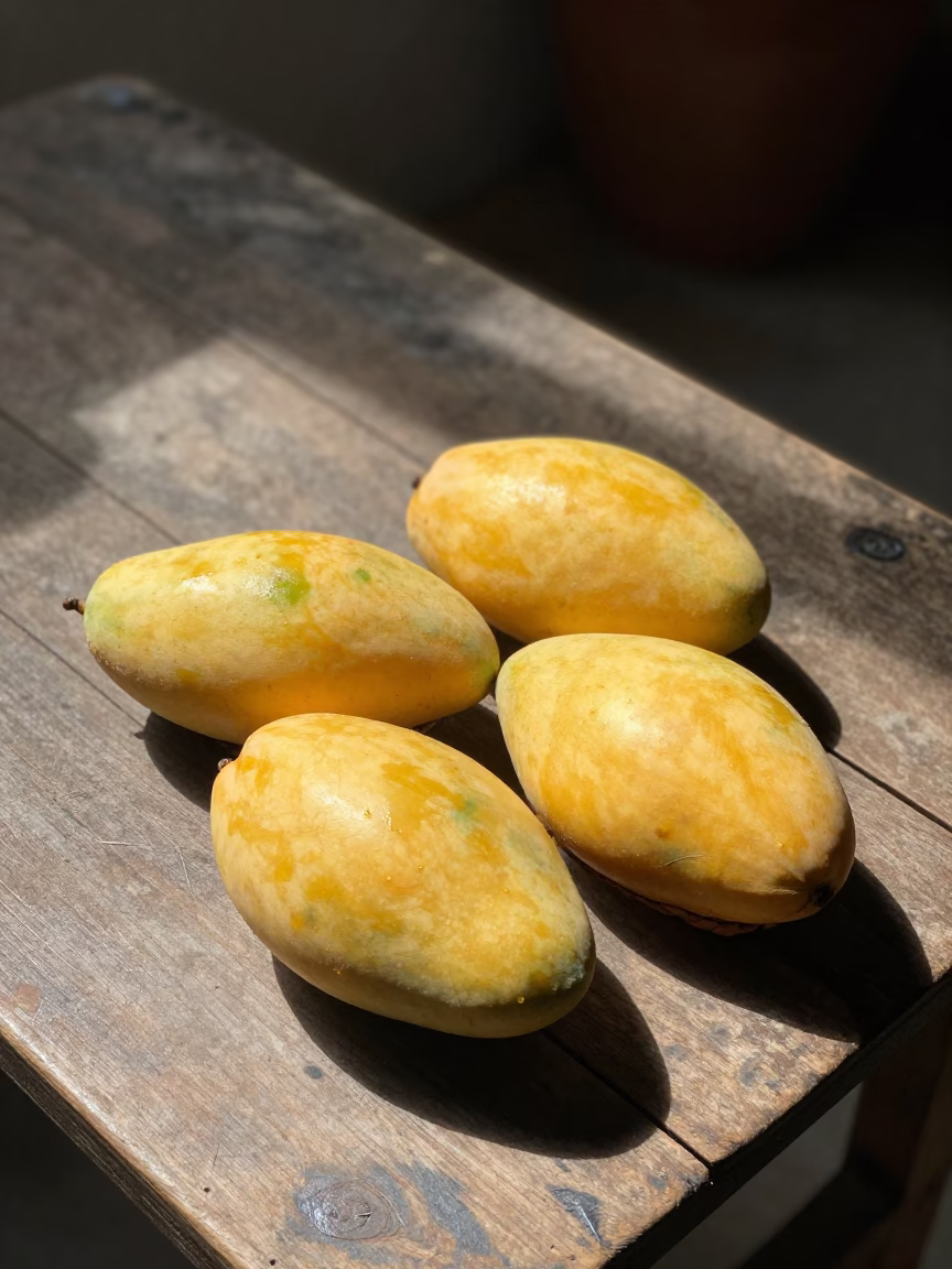 Three Yellow Mangoes in Yogyakarta in in Yogyakarta, Indonesia