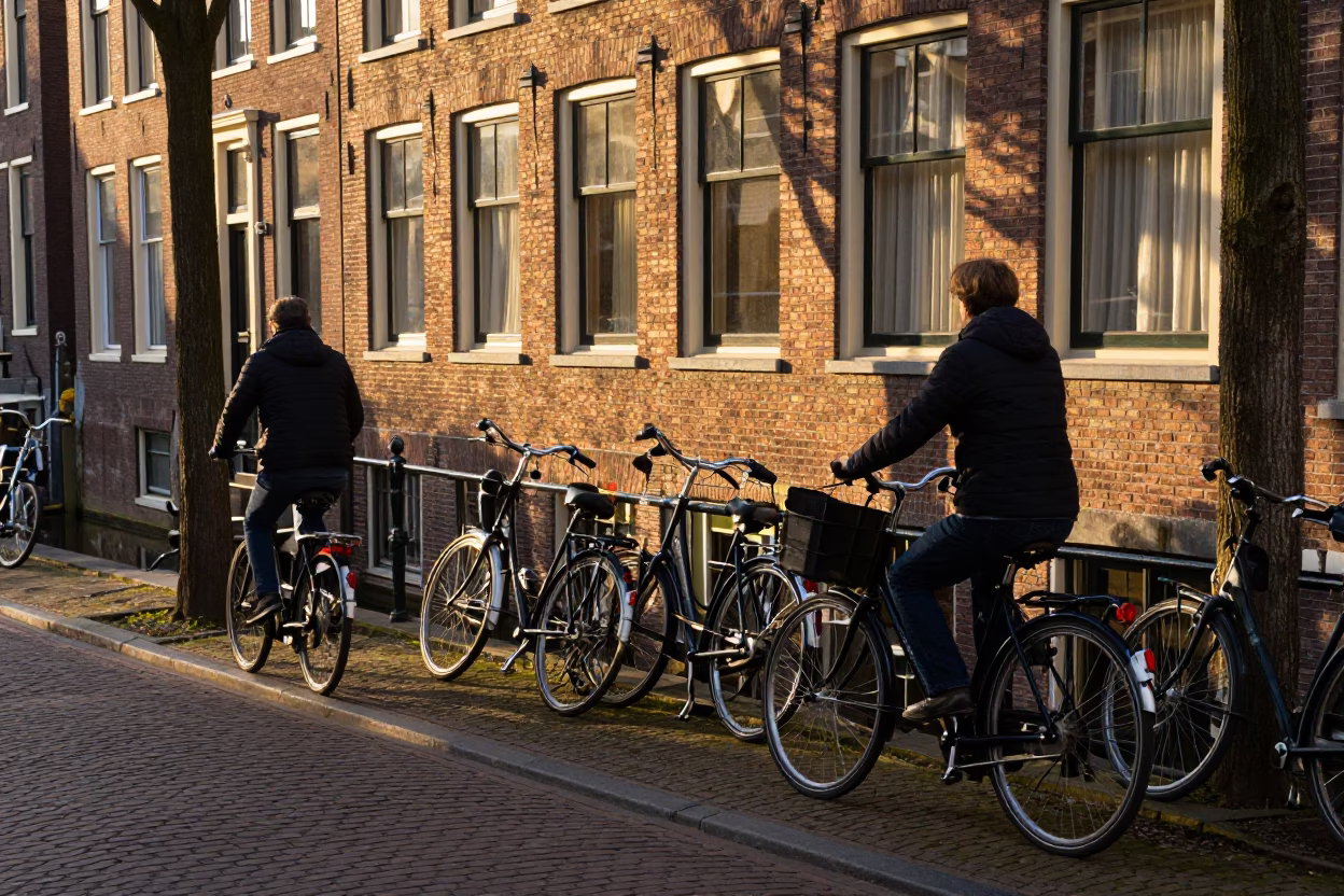 Through Canals in Amsterdam at Honeyed Evening Light in in Amsterdam, Netherlands
