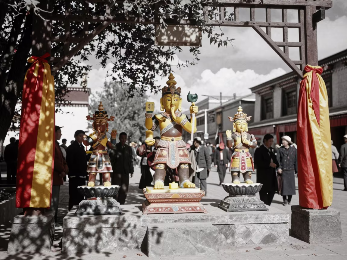 Tibetan Butter Sculptures at Taiyuan Festival in at a festival street procession near Taiyuan
