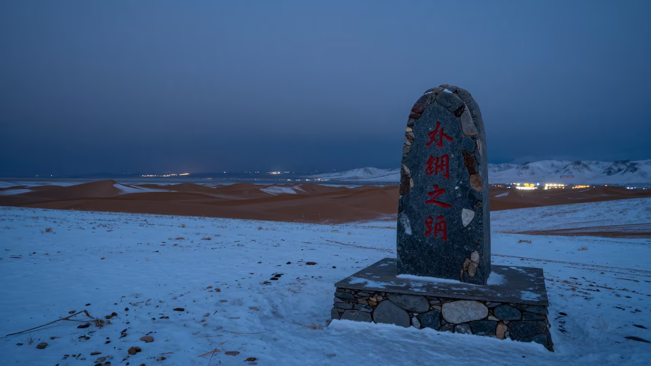 Tibetan Divide Marker in Steel Blue Twilight in in Tibet