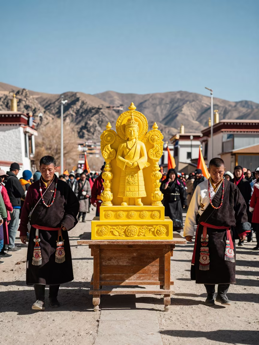 Tibetan Losar Butter Sculpture Street Procession in at a festival street procession near Manzini