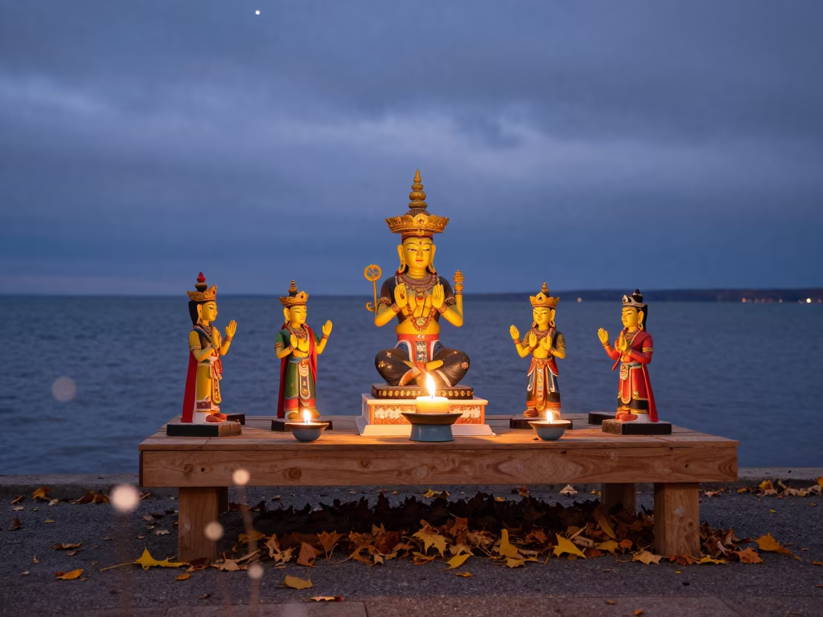Tibetan Losar Butter Sculptures Mississauga Dawn in at a waterfront celebration near Mississauga