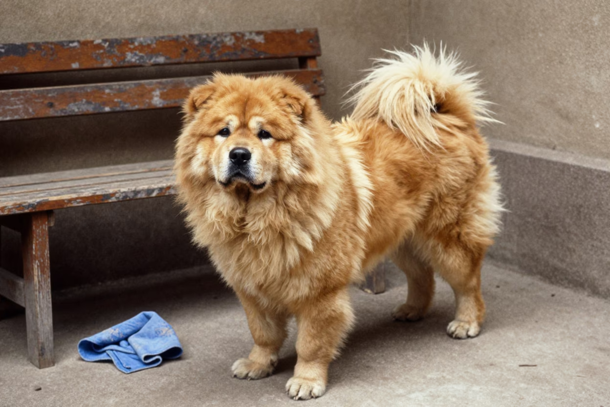 Tibetan Mastiff in Oaxaca Park Shade in along a quiet park path with soft open shade and a clean background in Oaxaca