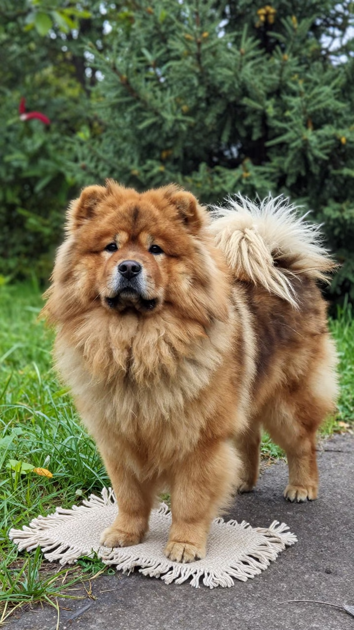 Tibetan Mastiff in Opole Garden Morning in near a garden edge with soft morning light and an uncluttered background near Opole