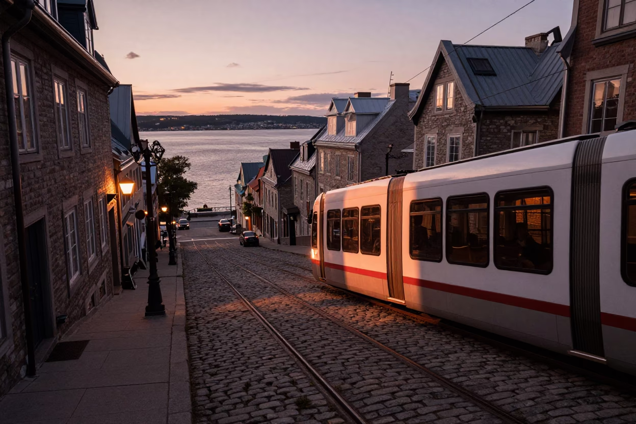 Tidal Channel in Quebec City at Copper-toned Light Before Dusk in in Quebec City, Quebec, Canada