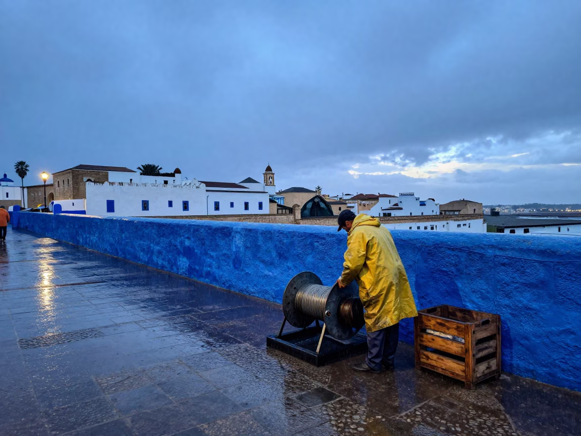 Tightening Winch in Essaouira in in Essaouira, Morocco