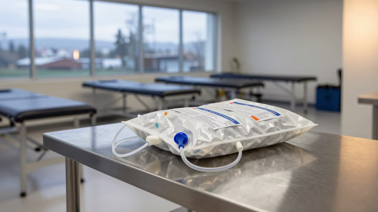 Tijuana Rehab Gym Phlebotomy Tourniquet Bag in inside a rehabilitation gym near Tijuana