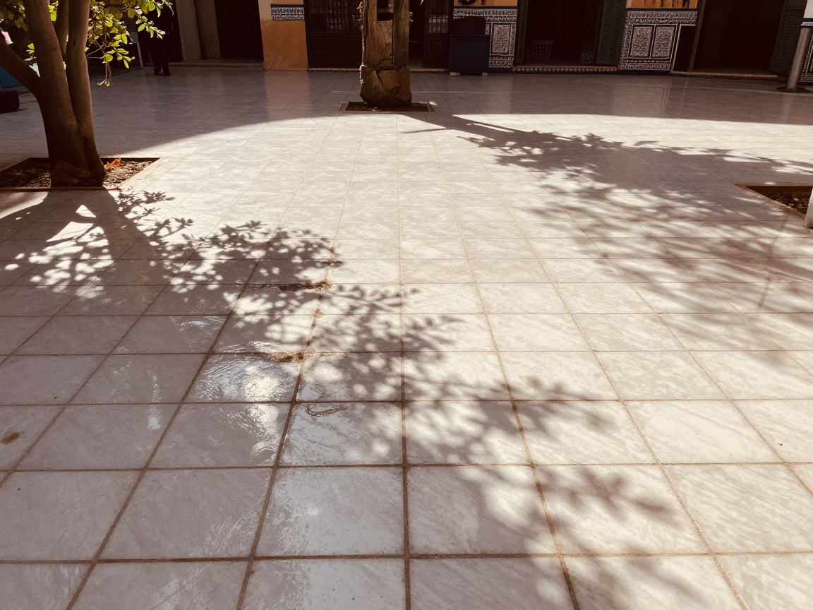 Tile Floor in Casablanca at Late Afternoon Light in in Casablanca, Morocco