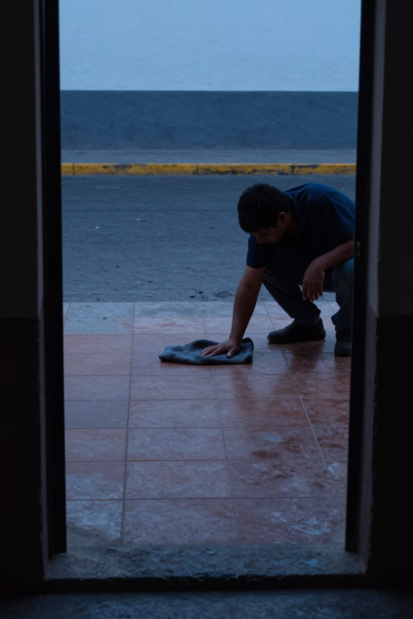 Tile Floor in Guadalajara at The Still Hours Before Dawn Light in in Guadalajara, Mexico