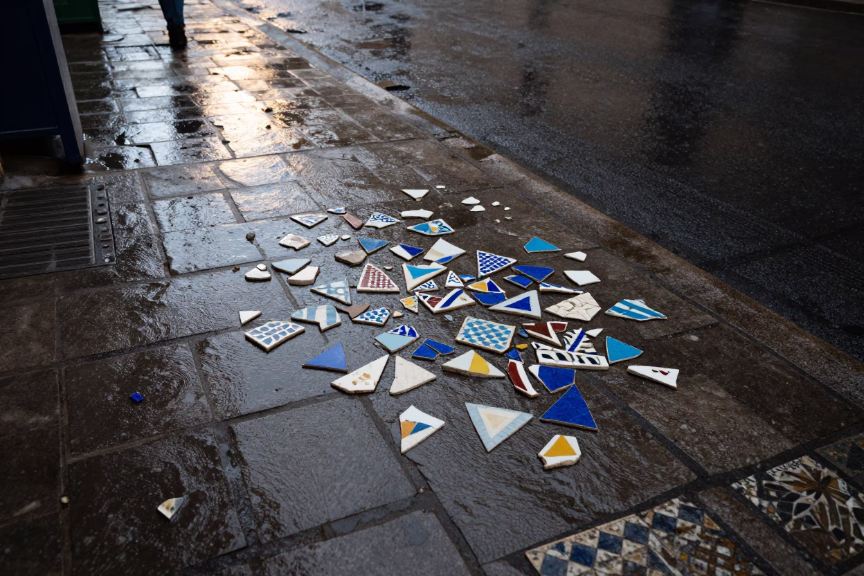 Tile Fragments in Casablanca at First Light in in Casablanca, Morocco