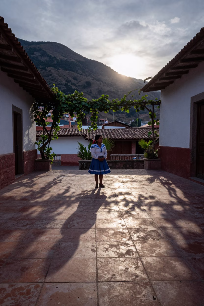 Tiled Floor in La Paz at Nautical Dawn Light in in La Paz, Bolivia
