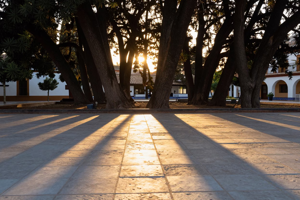 Tiled Patio in Granada at Golden Hour in in Granada, Spain