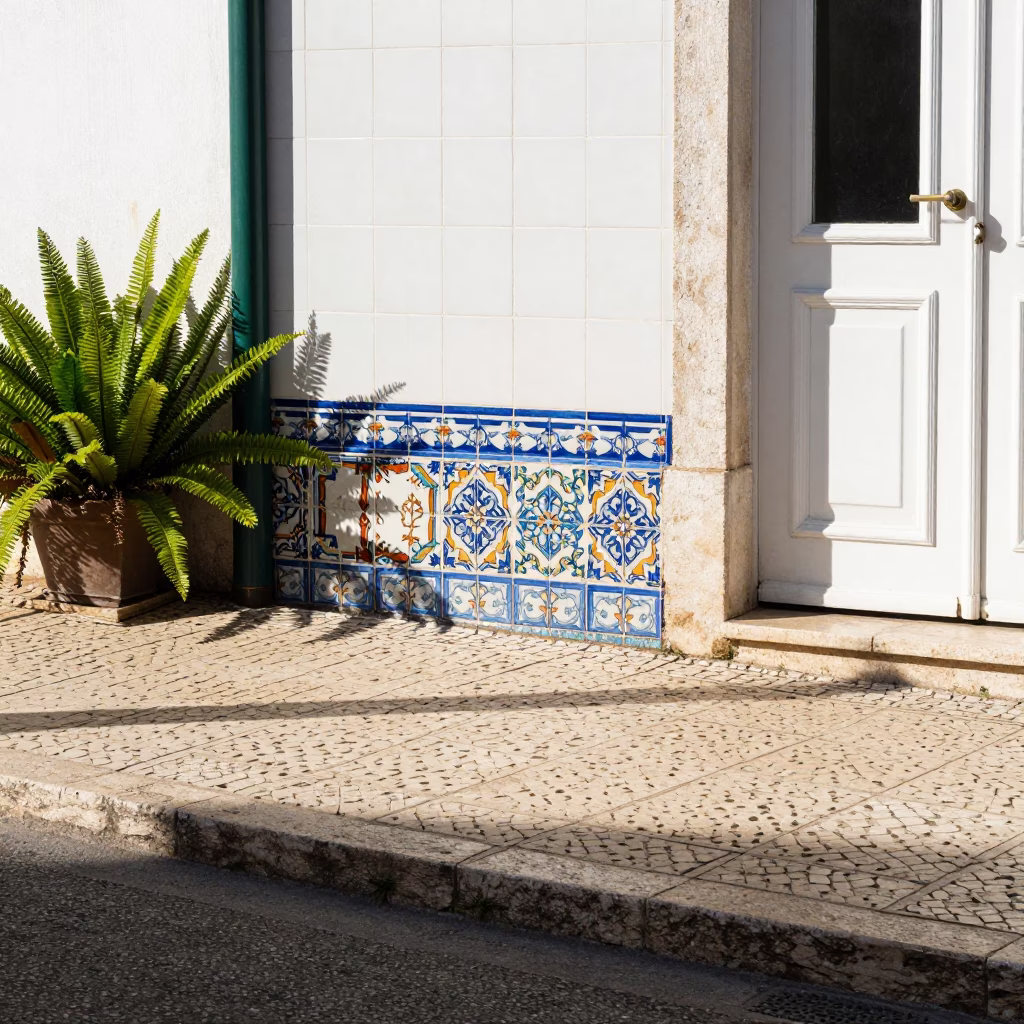 Tiled Sidewalk in Lisbon in in Lisbon, Portugal