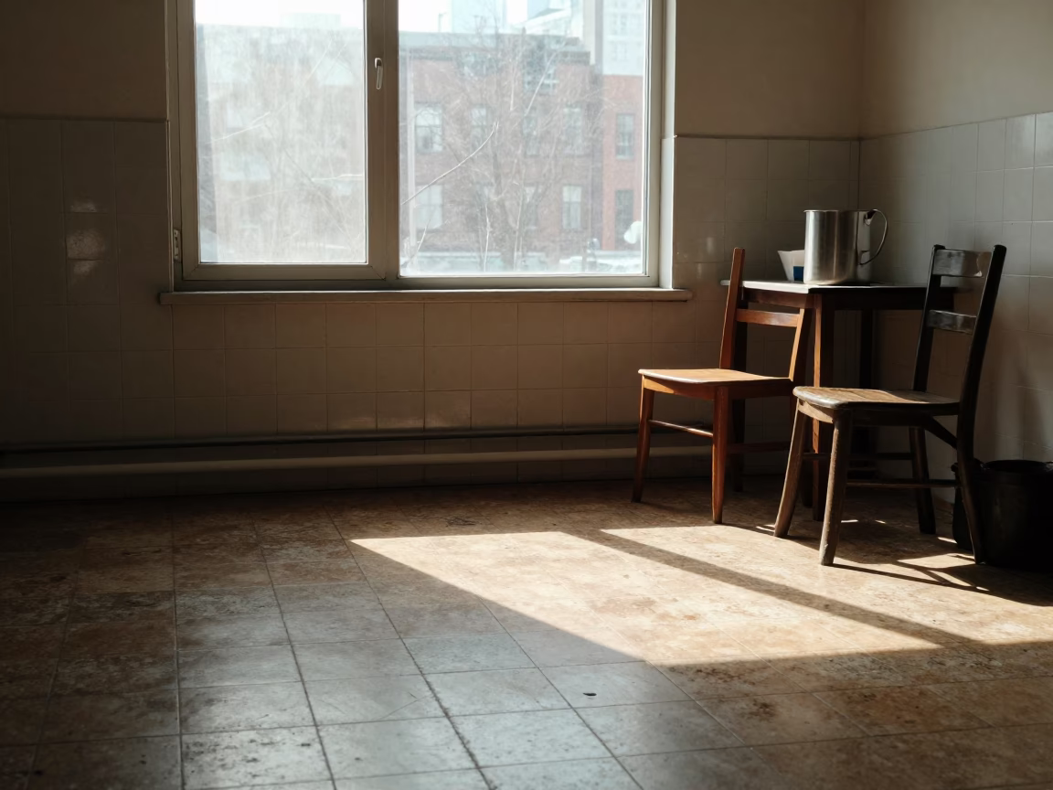 Tiles Apartment just after sunrise in Montreal in in Montreal, Quebec, Canada