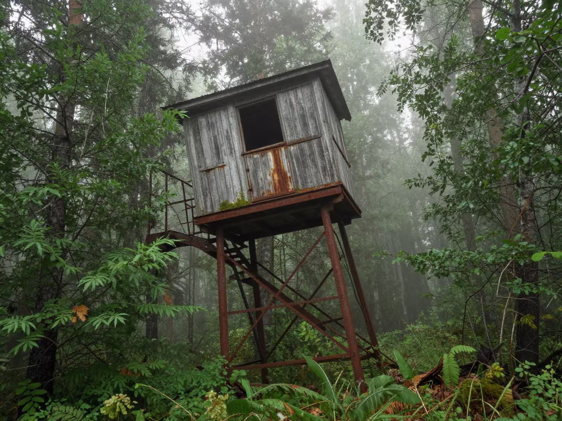Tilting Fire Tower Ruin in Yekaterinburg Summer Mist in near Yekaterinburg
