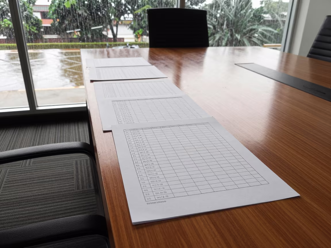 Timesheet Inbox on Vientiane Boardroom Table in at a boardroom table before a meeting near Vientiane