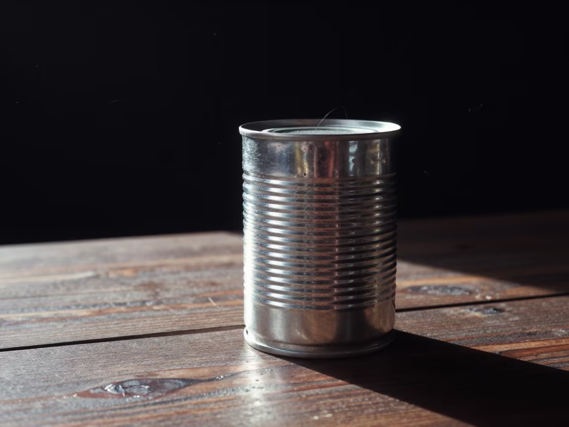 Tin Can on Moon Cafe Table Dawn in on a cafe table by a window near Mzuzu