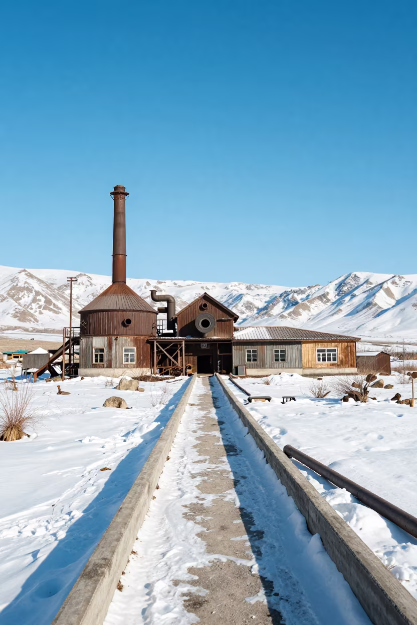 Tin Smelting House in Winter Valley in near Bishkek
