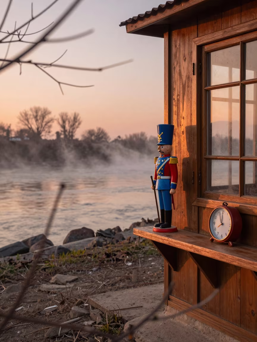 Tin Soldier on Shelf Near Temara River in near a riverside landing in Temara