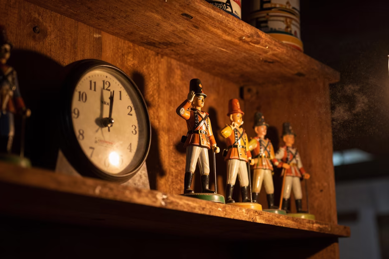 Tin Soldier on Shelf in Udu Night Market in along a market lane in Udu
