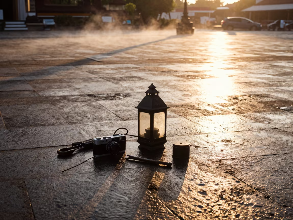 Tinsmith Tools and Lantern at Denpasar Sunset in at a public square in Denpasar