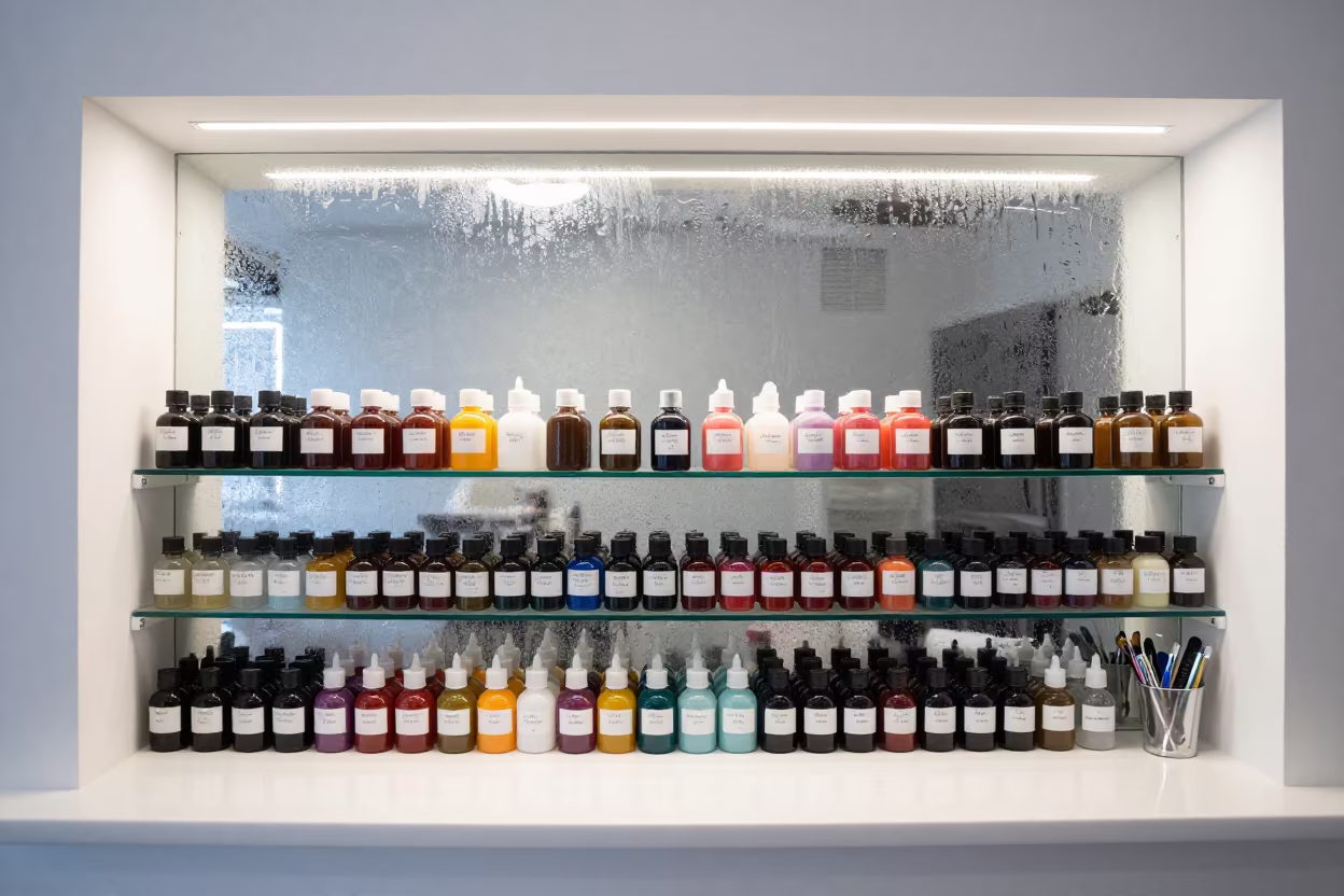 Tint Mixing Shelf Salon Reception Yola Dawn in at a salon reception counter in Yola