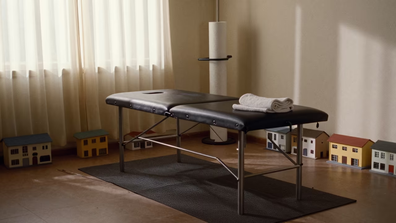 Tiny Buildings on Fitness Recovery Table in Early Morning in inside a strength room near Moradabad