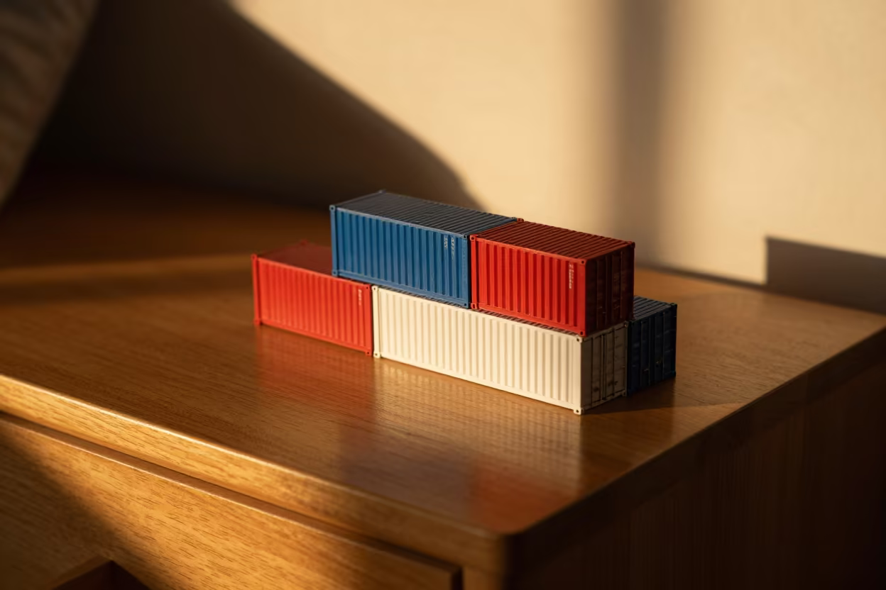 Tiny Container Port on Bedside Table in on a bedside table in Diamond Head, Honolulu