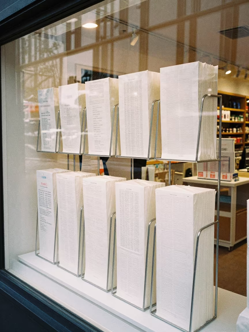 Tissue Divider Rack in Copenhagen Cashwrap in along a front-of-store display run in Christianshavn, Copenhagen