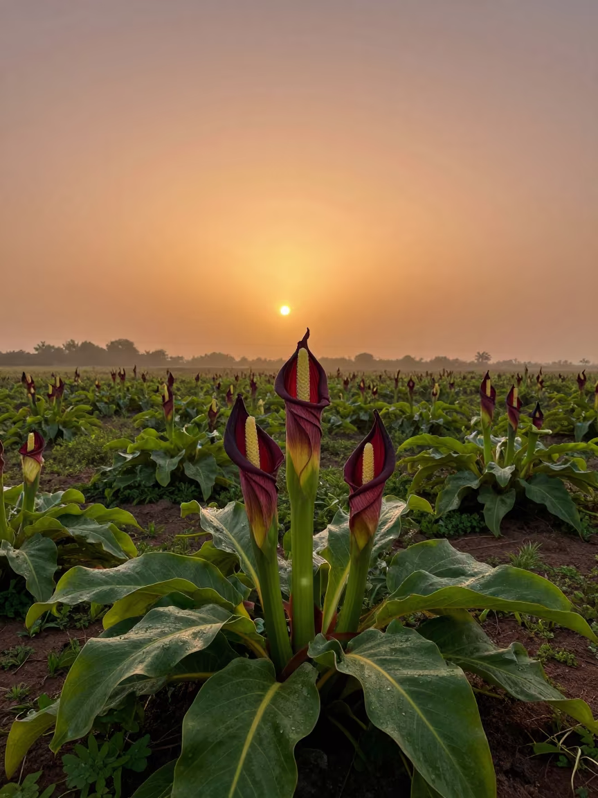 Titan Arum Bloom in Oman Monsoon Amber Light in in Oman
