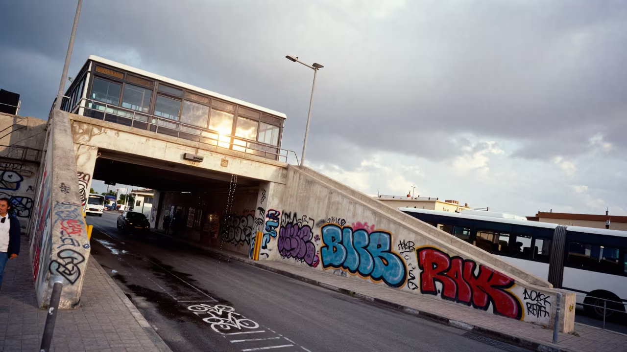 Tlemcen Underpass Drips Graffiti Bikes in outside a metro entrance in Tlemcen