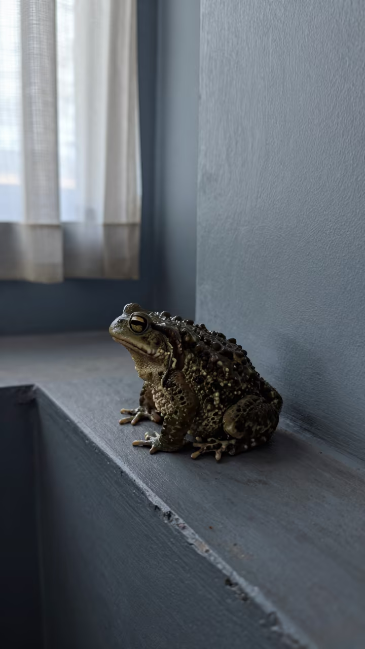 Toad on Museum Plinth Near Ahmedabad in on a museum plinth near Ahmedabad
