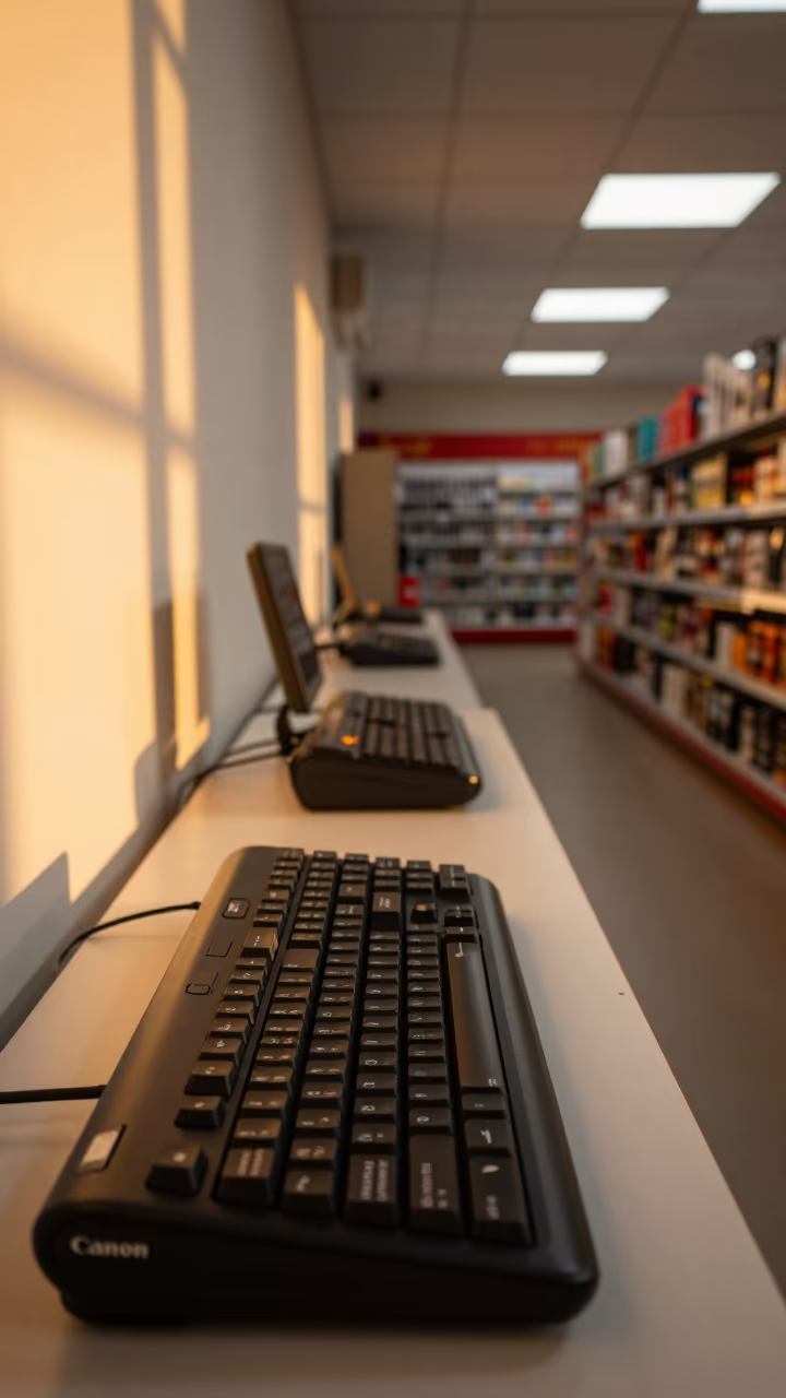 Tobacco Case Keyboard Reset at Sunset in beside a seasonal endcap near the sales floor near Koszalin