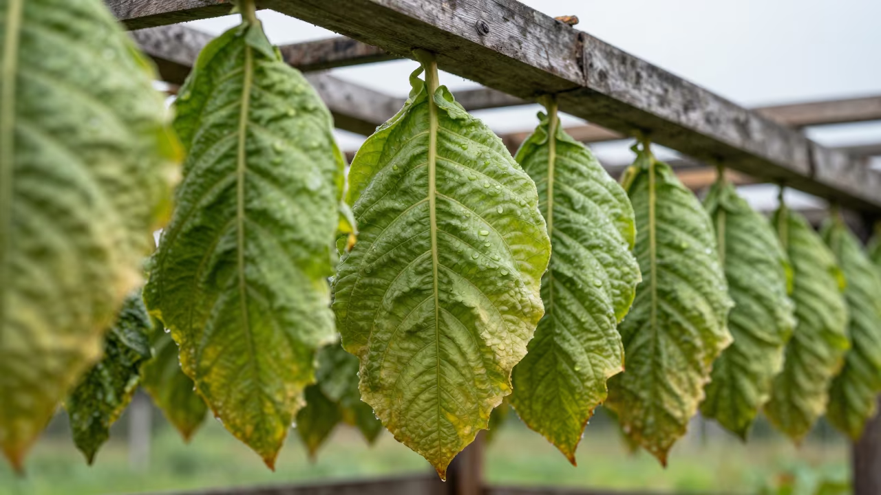 Tobacco Leaf Curing in Vienna Monsoon Barn in among terraced garden plots near Wieden, Vienna