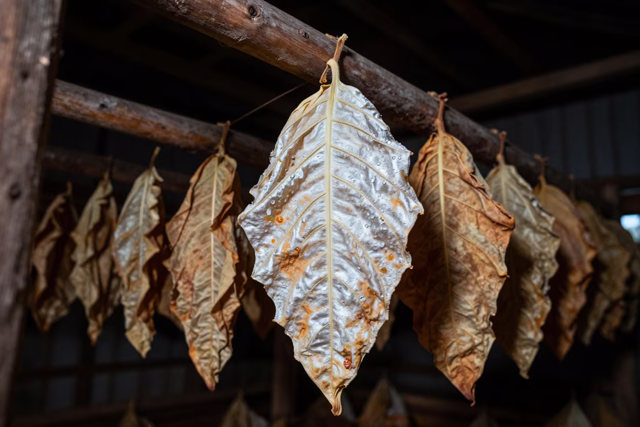 Tobacco Leaf Drying in Silvery Winter Light in near Bulawayo