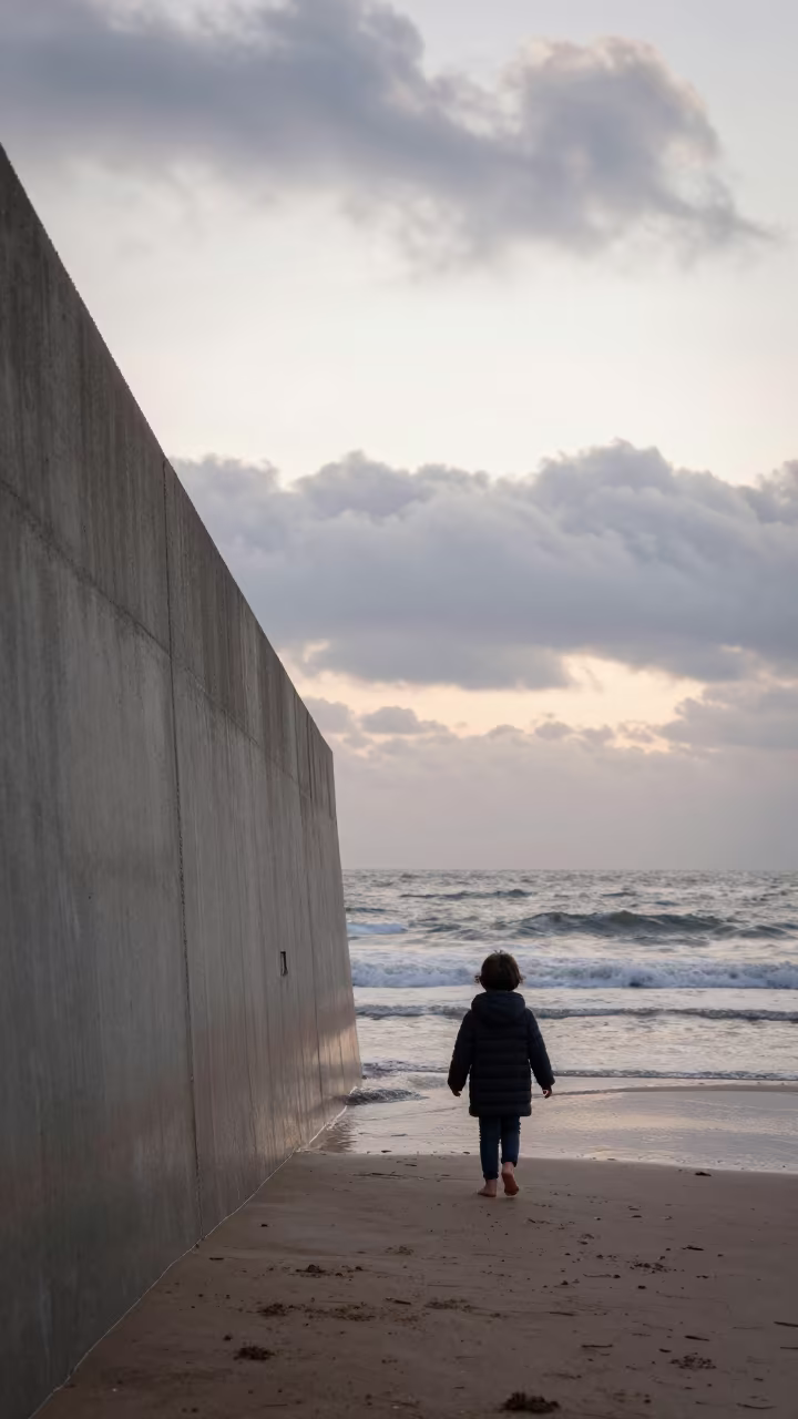 Toddler Walking Into Ocean Through Wall Dawn in in Gaziantep