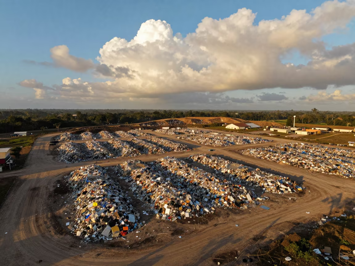 Togo Landfill Aerial View Geometric Cells in in Togo