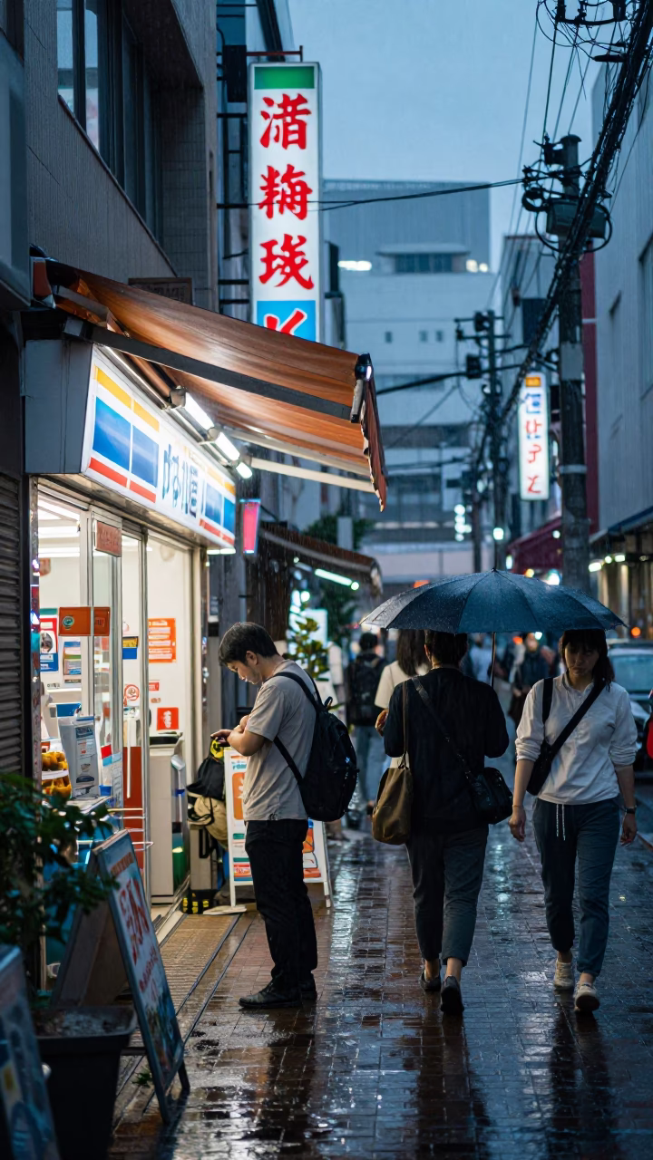 Tokyo Commuters at Dusk Light in in Tokyo, Japan