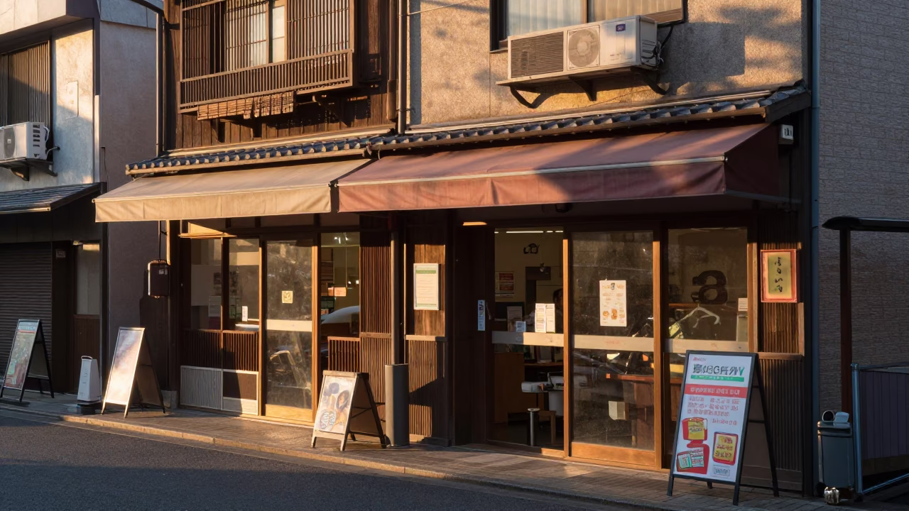 Tokyo Dawn Street Scene with Sunlight and Local Details in in Tokyo, Japan