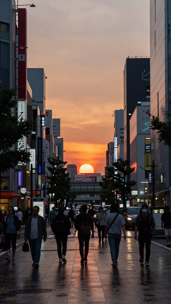 Tokyo Photography Dusk at As The Sun Drops Toward The Horizon in in Tokyo, Japan