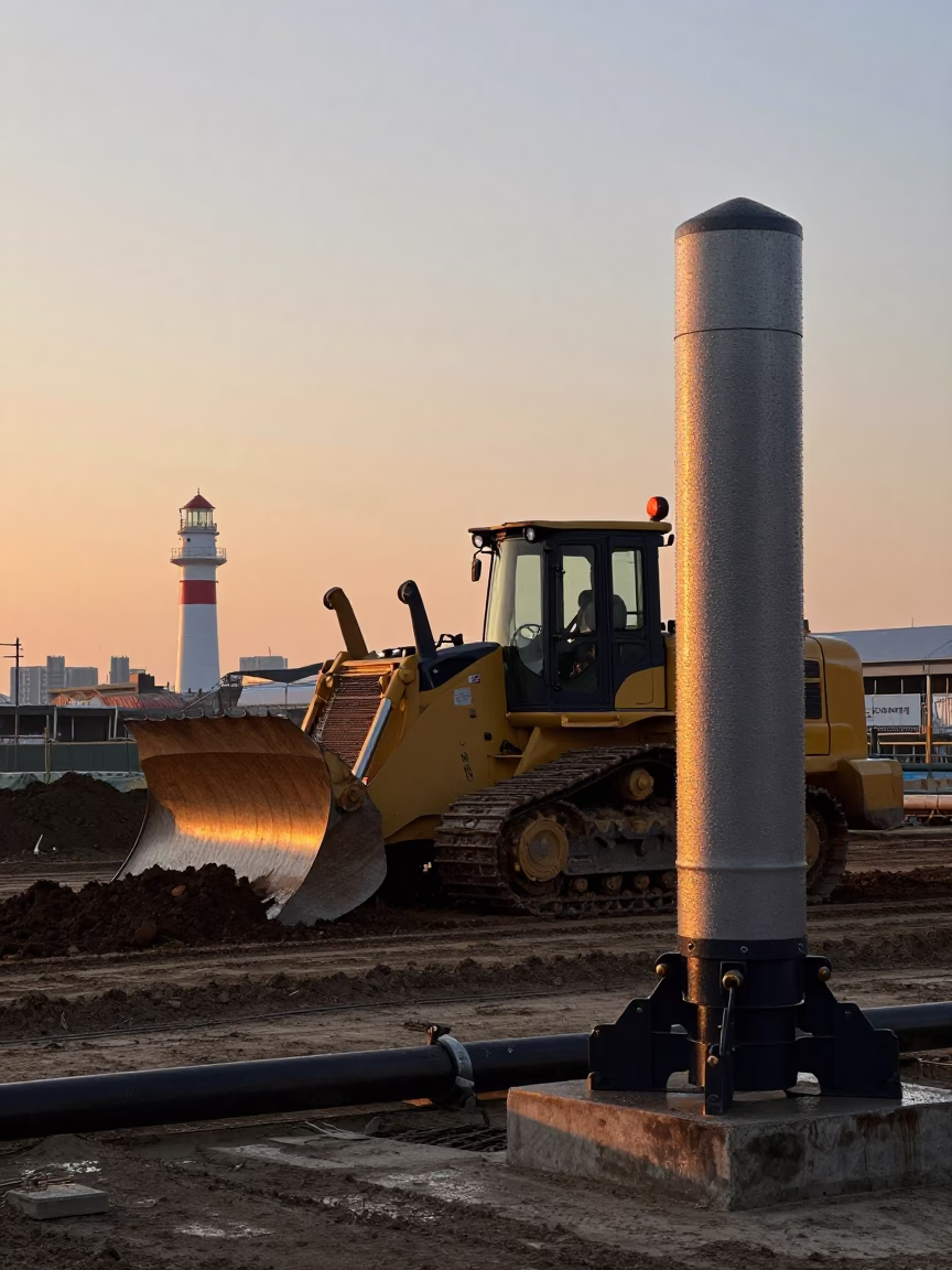 Tokyo Pipeline Infrastructure at Nautical Dawn Light in in Tokyo, Japan