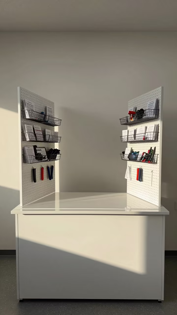 Tokyo Stockroom Pickup Stand with Tools in inside a stockroom behind the sales floor in Tokyo