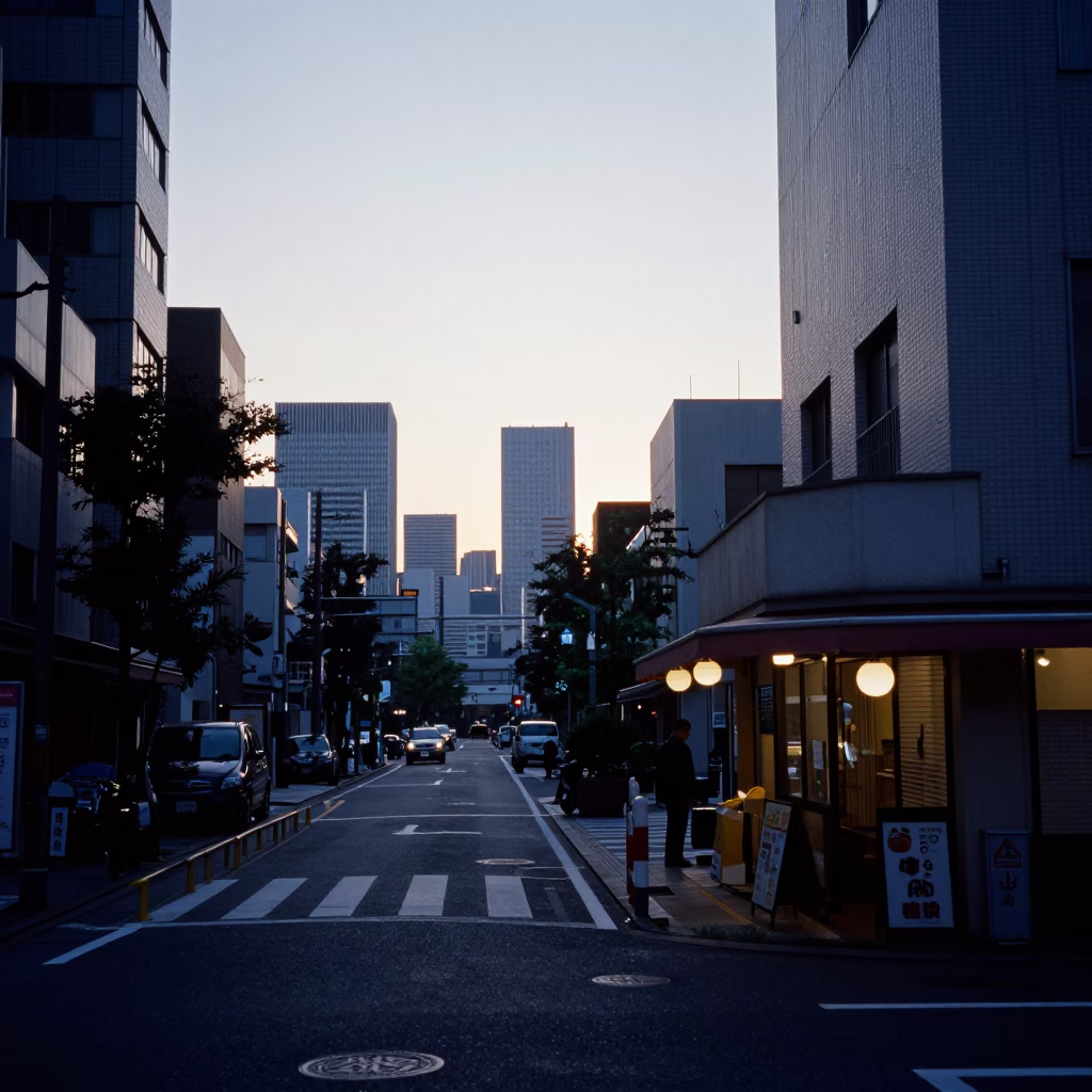 Tokyo Street Scene at Early Morning Light in in Tokyo, Japan