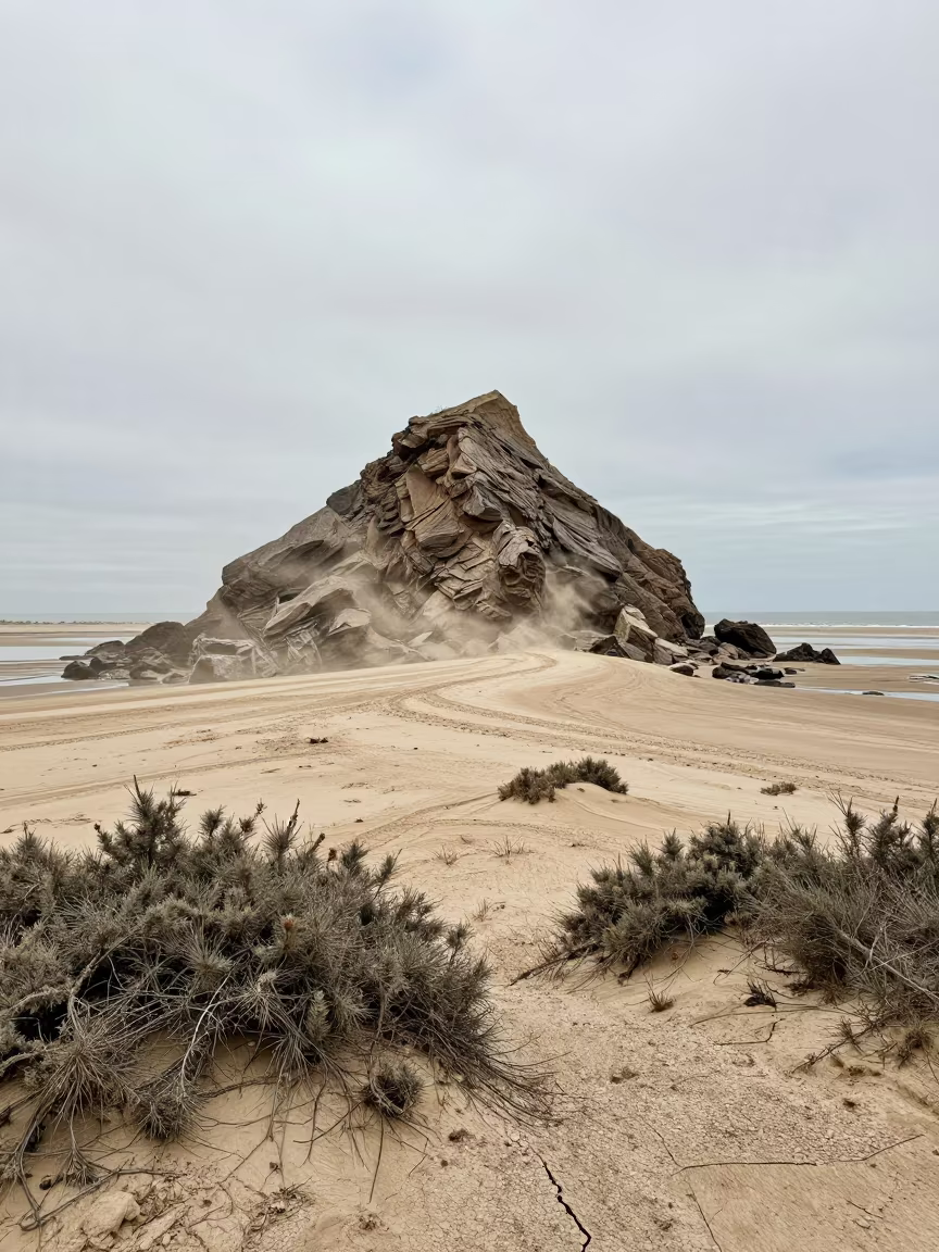 Tombolo Island Floodplain Tijuana Winter in across a floodplain after rain near Tijuana