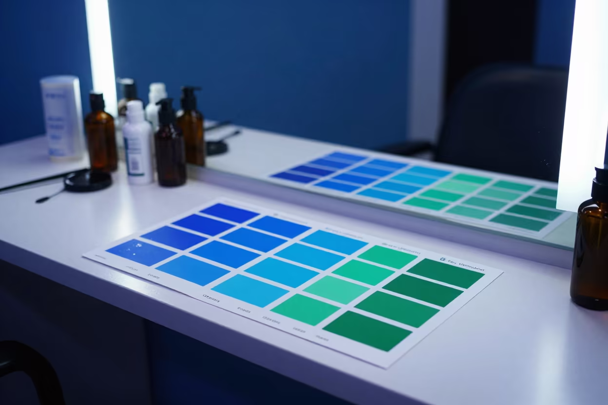 Toner Test Board in Bamako Salon Evening in inside a skincare treatment room in Bamako