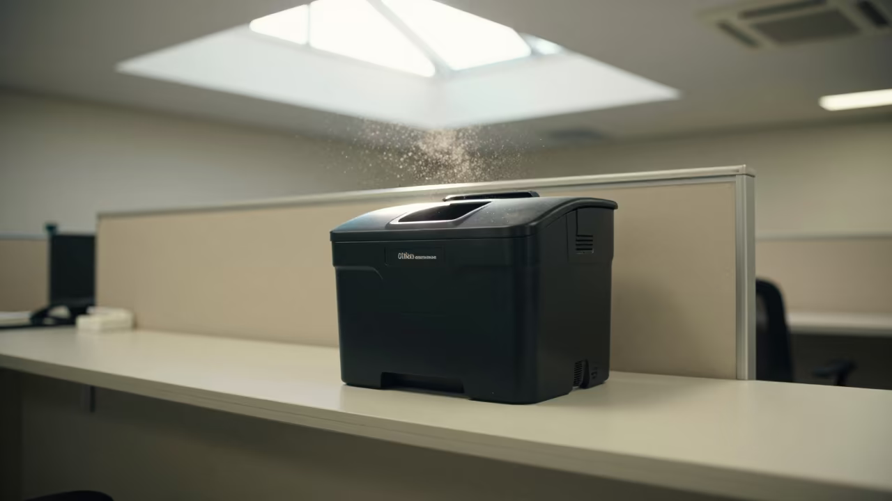 Toner Waste Bottle on Chiba Office Desk in at an office reception desk in Chiba