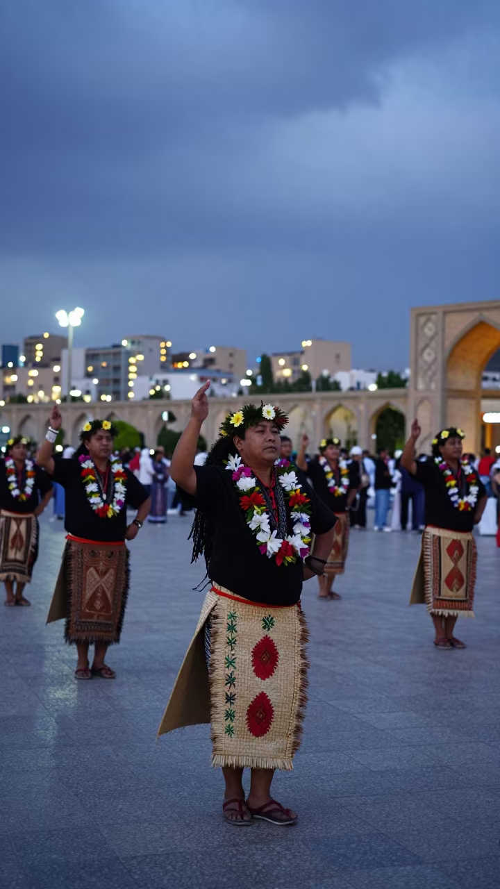 Tongan Heilala Dance at Mashhad Square in at a public square during a festival in Mashhad
