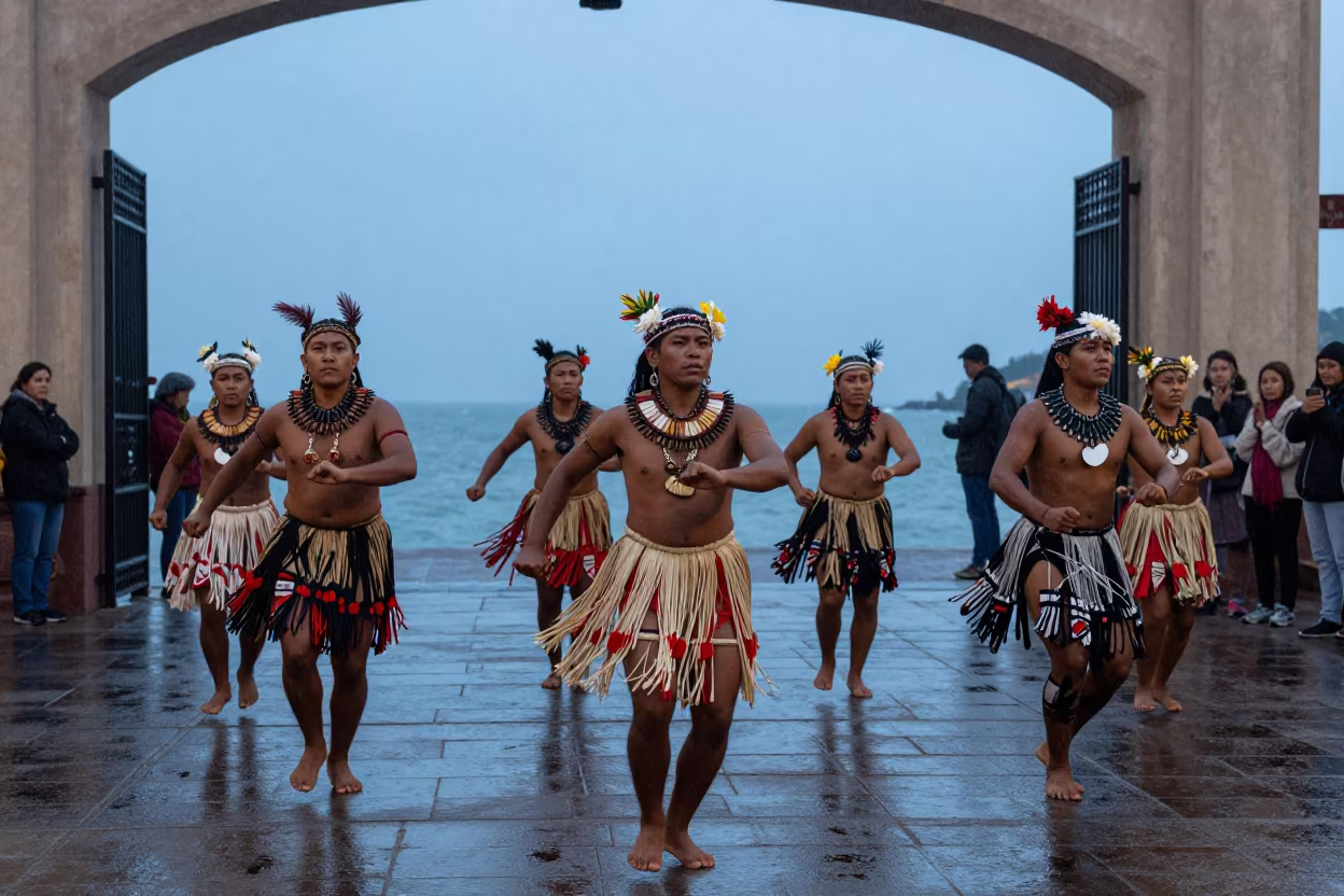 Tongan Heilala Dance at Predawn Zapopan Waterfront in at a waterfront celebration near Zapopan